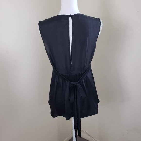 Tree Sash Tie Sleeveless Silk Blouse Black Size XS - Picture 5 of 9